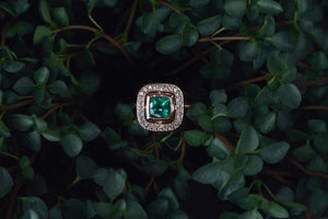 Natural Emerald Minimal Diamond Frame Ring - S. Kind & Co