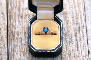 Vivid Australian Sapphire Octagon Swirl Ring - S. Kind & Co