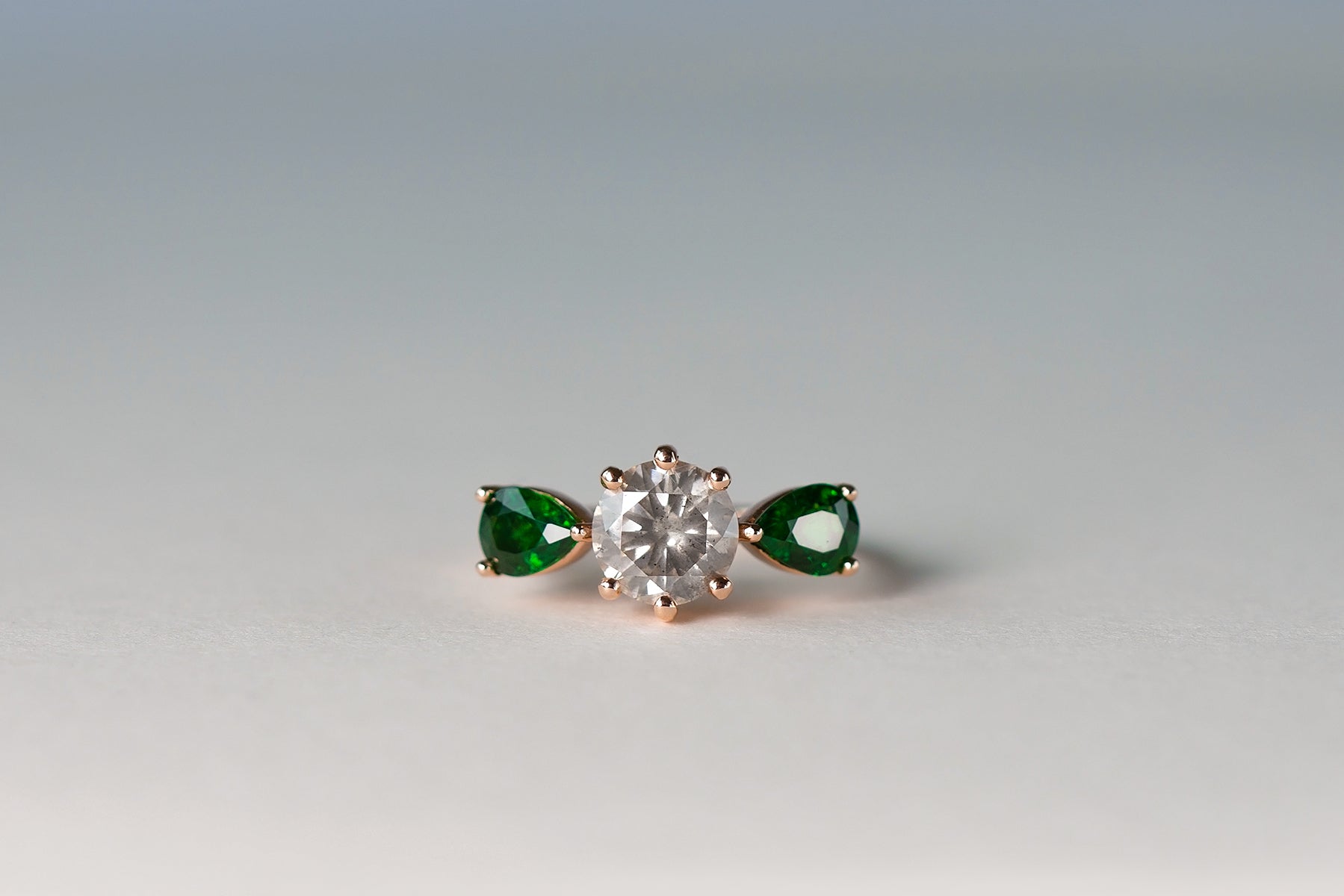 Vintage Diamond and Tsavorite Three Stone Ring - S. Kind & Co