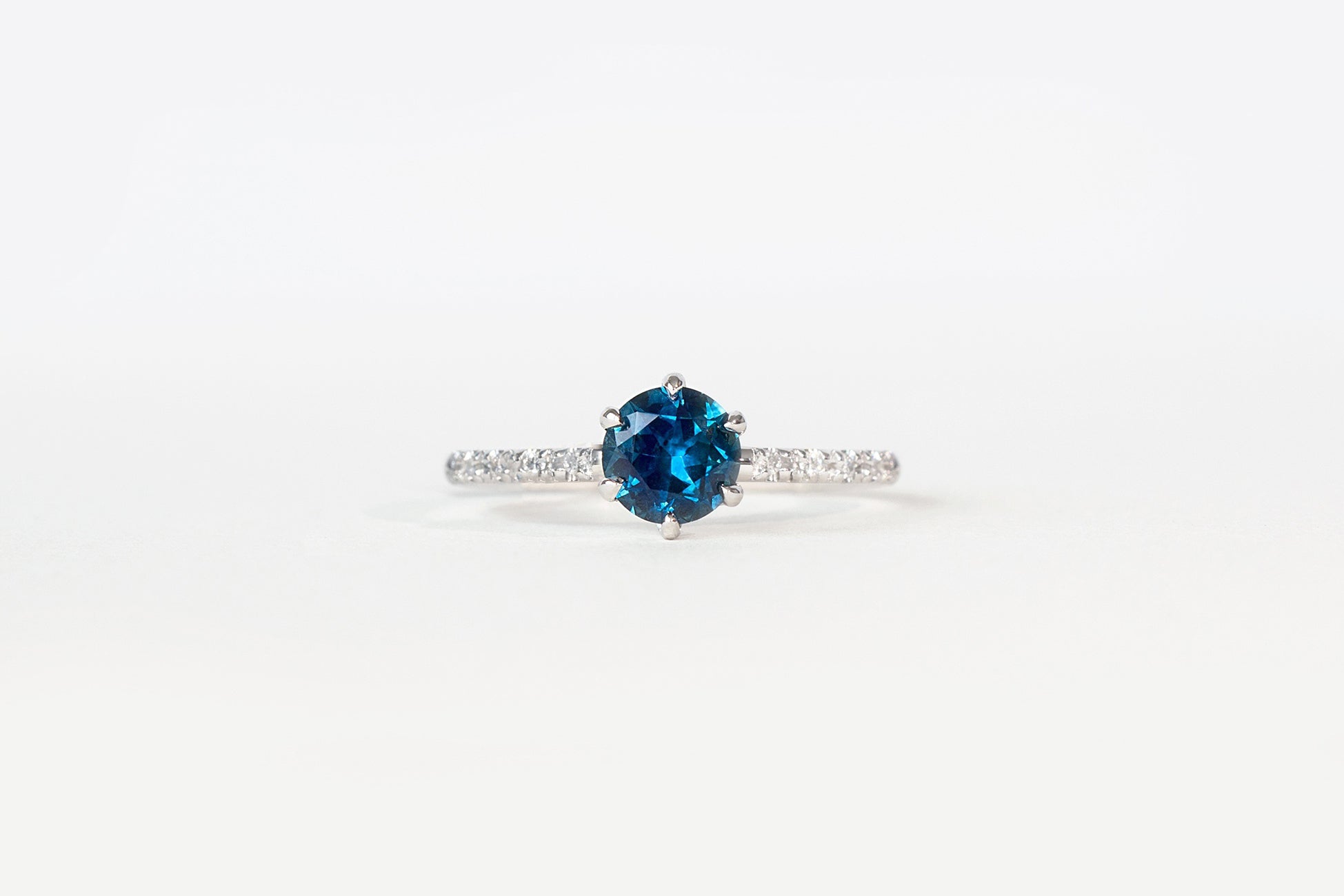 Handcut Blue Montana Sapphire Collet Engagement Ring - S. Kind & Co