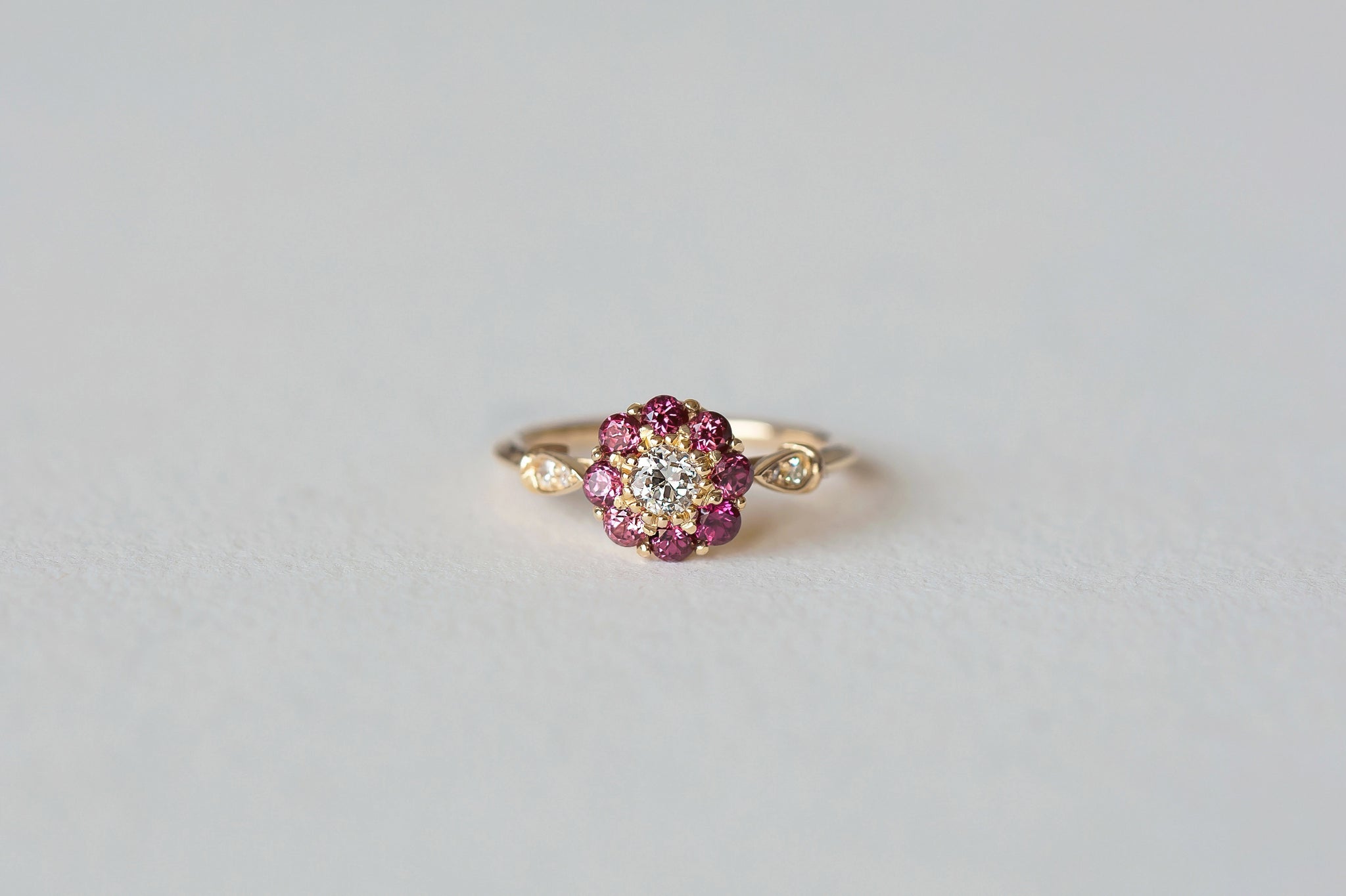 Fleur Antique Diamond and Garnet Ring - S. Kind & Co