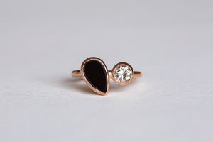 Black Australian Sapphire & Vintage Diamond Toi et Moi Ring - S. Kind & Co