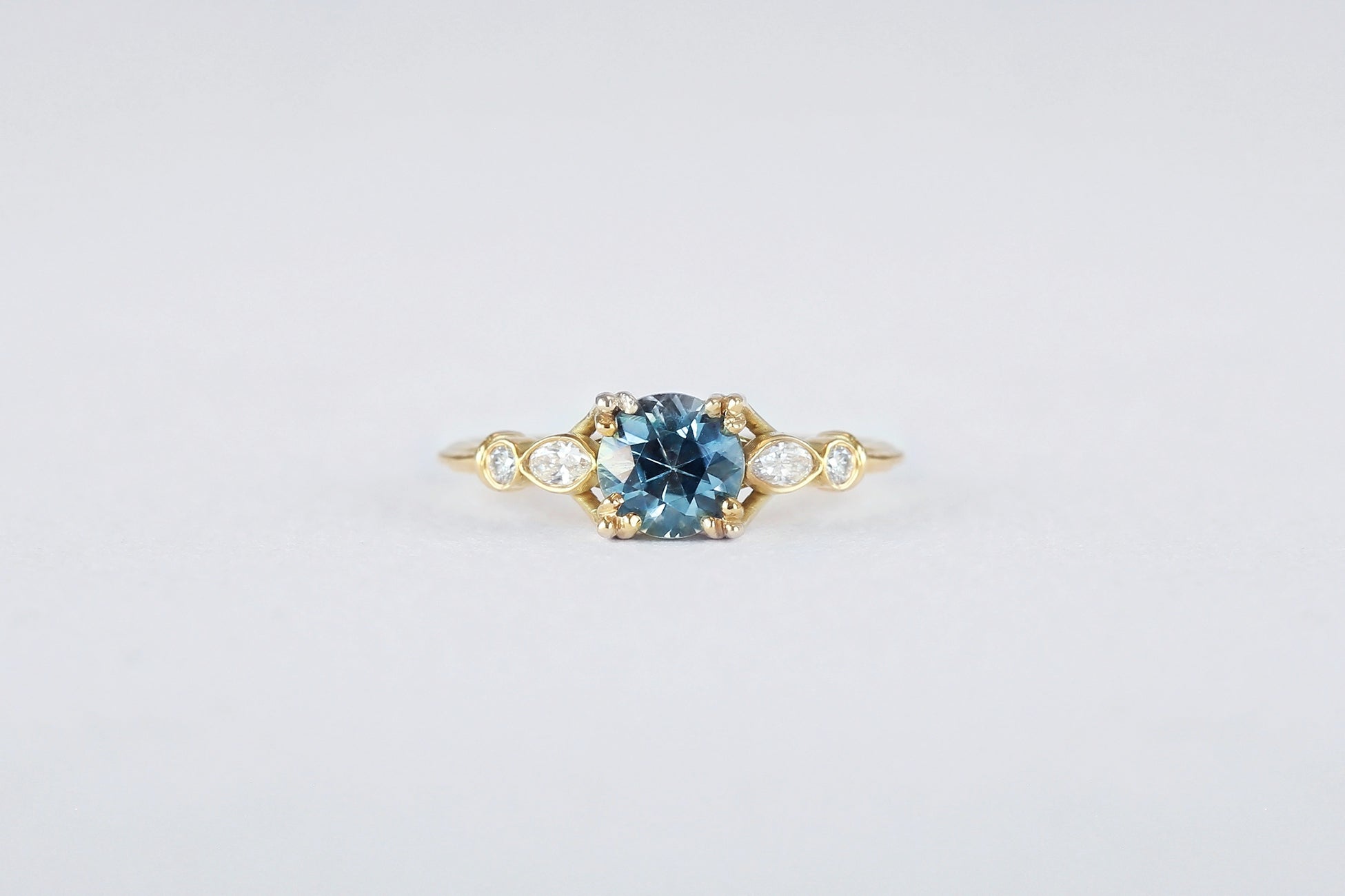 Natural Blue Montana Sapphire Bette Five Stone Solitaire Ring With Marquise - S. Kind & Co