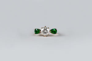 Vintage Diamond and Tsavorite Three Stone Ring - S. Kind & Co