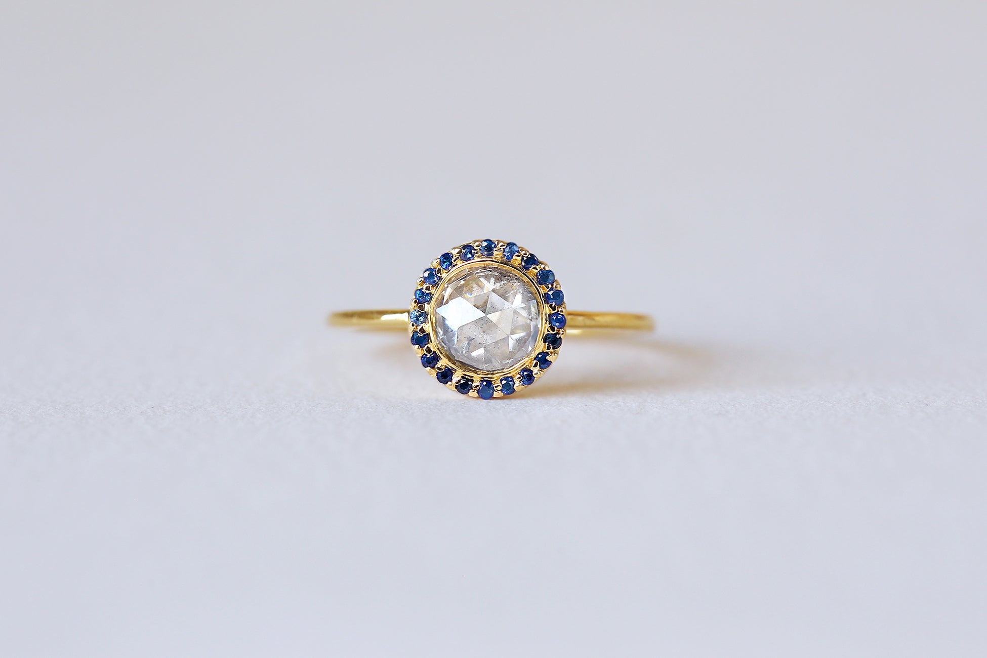 Rose Cut Diamond & Sapphire Frame Ring - S. Kind & Co