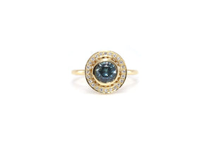 1.22 Carat Teal Montana Sapphire Diamond Frame Ring - S. Kind & Co