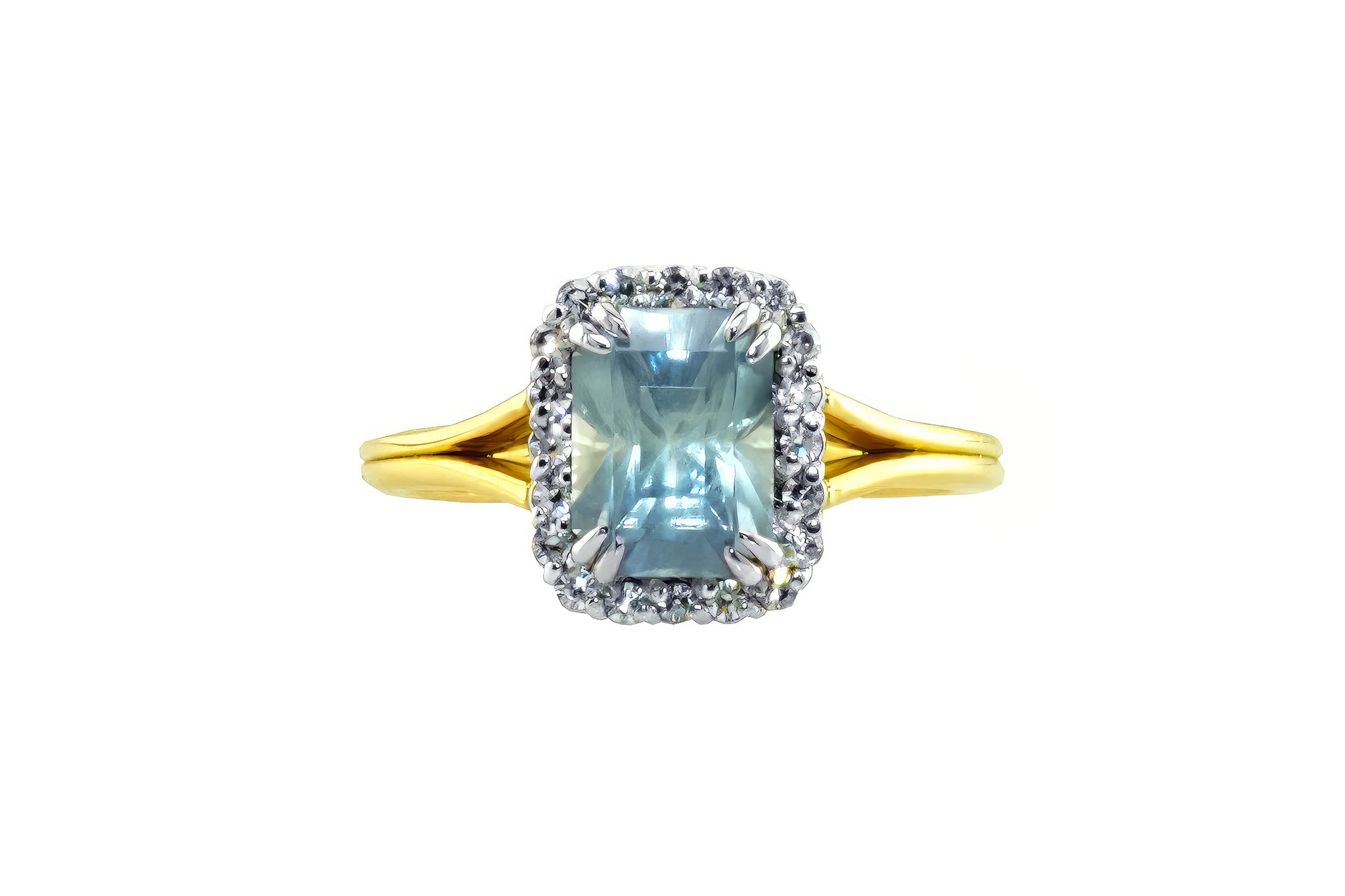 Octagonal Cut Untreated Greenish Blue Montana Sapphire Ring - S. Kind & Co