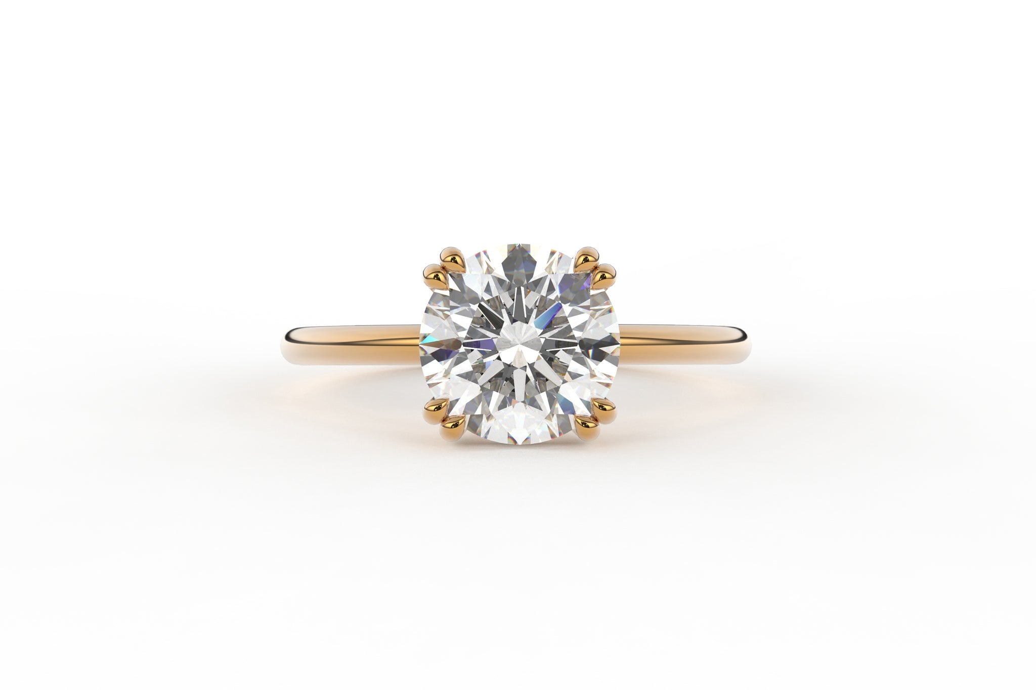 Dunne Low Profile Double Prong Solitaire Round Lab Diamond Ring - S. Kind & Co