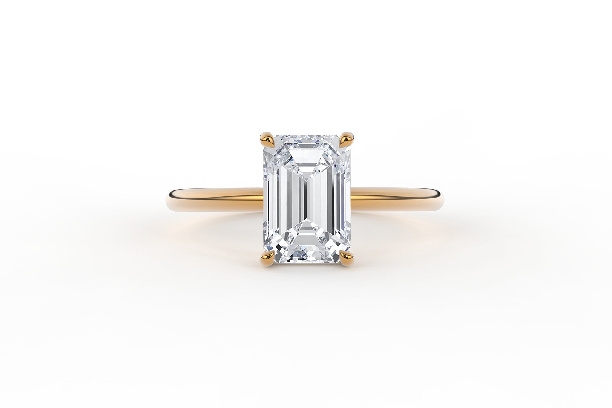 Emerald Cut Four Prong Low Profile Solitaire Lab Diamond Ring - S. Kind & Co