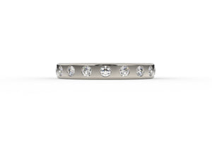 3mm Wide Diamond Bezel Set Low Profile Minimal Wedding Band - S. Kind & Co