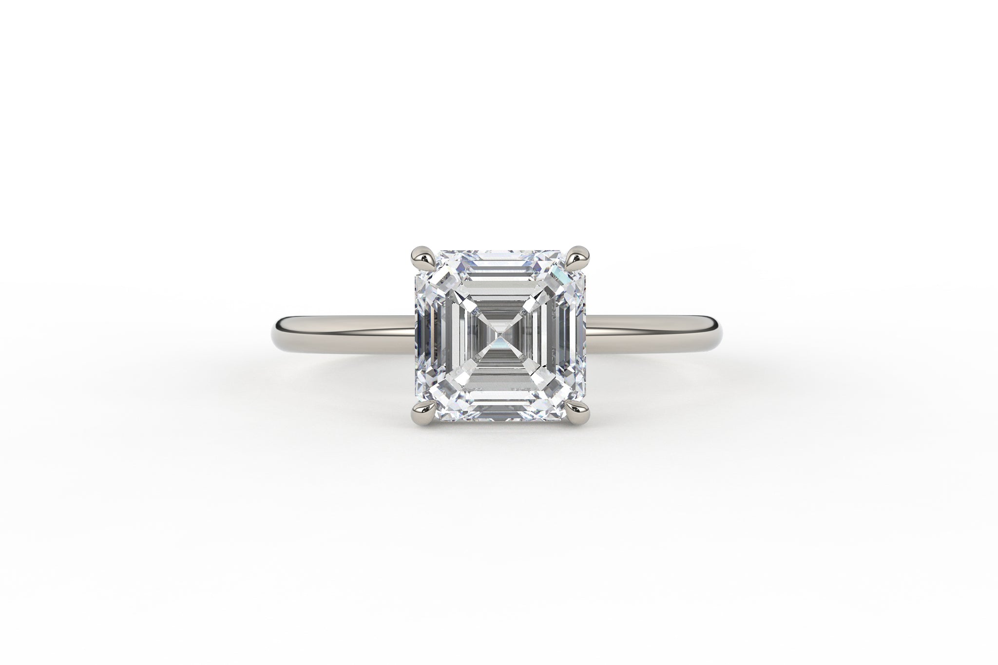 Asscher Cut Four Prong Low Profile Solitaire Lab Diamond Ring - S. Kind & Co