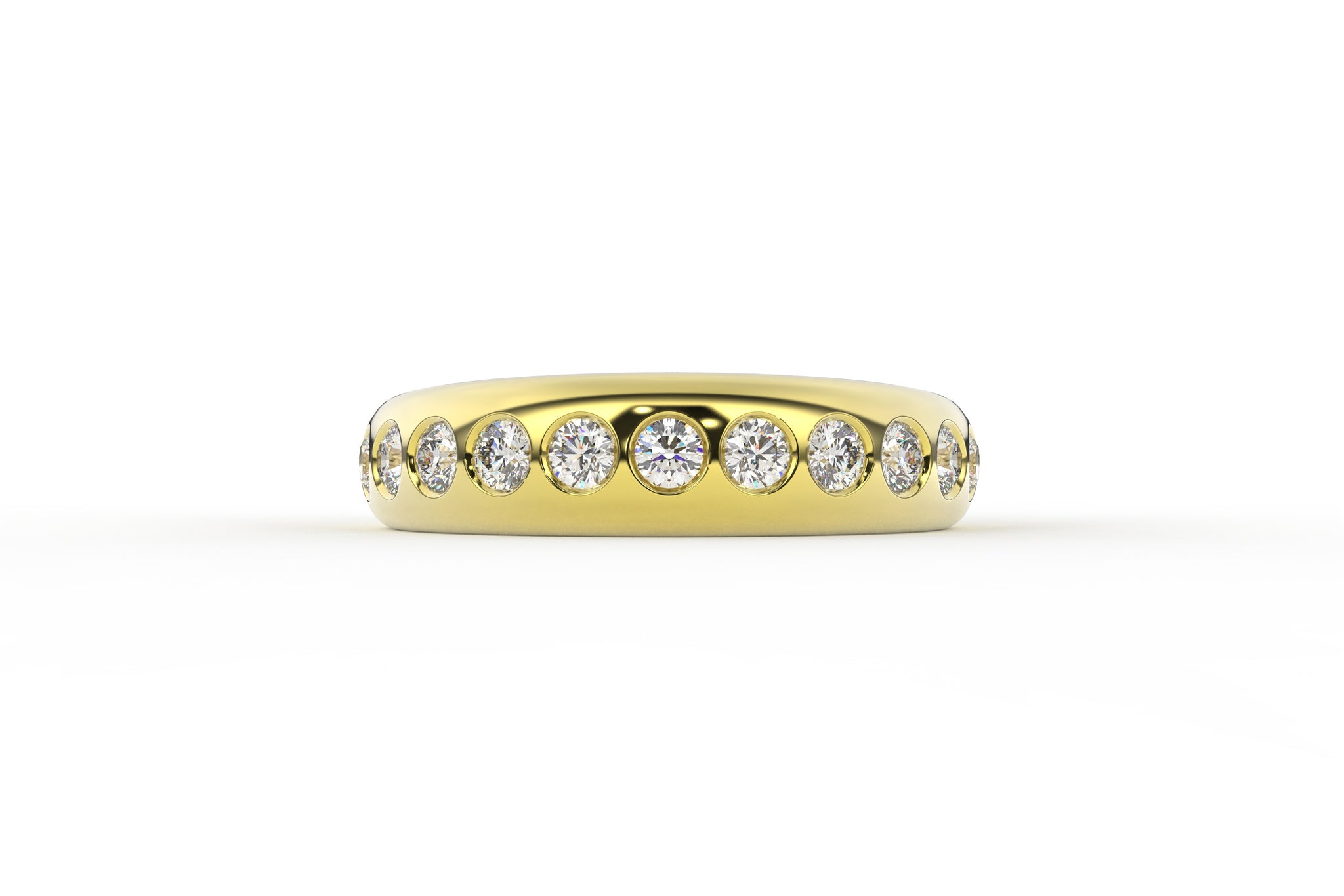 2mm Bezel Set Diamonds in 4.75mm Wide Low Profile Minimal Wedding Band - S. Kind & Co