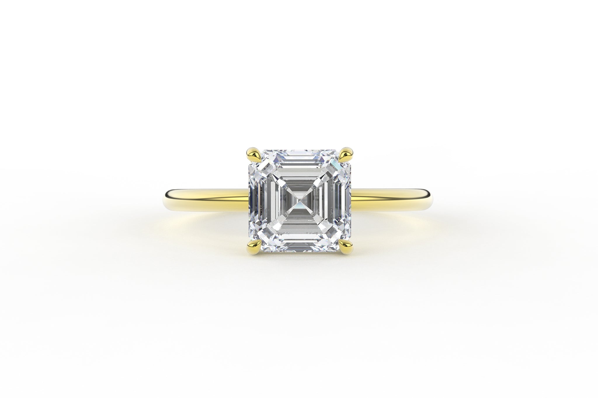 Asscher Cut Four Prong Low Profile Solitaire Lab Diamond Ring - S. Kind & Co