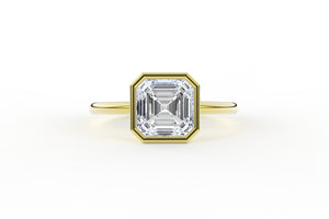 Asscher Cut Low Profile Bezel Solitaire Lab Diamond Ring - S. Kind & Co