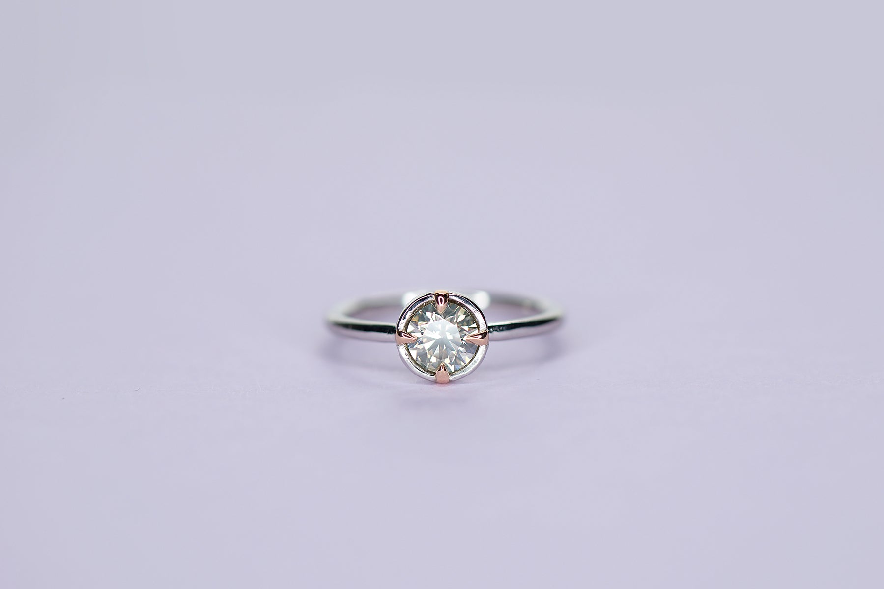 Fancy Grey Diamond Minimal Platinum Compass Engagement Ring - S. Kind & Co