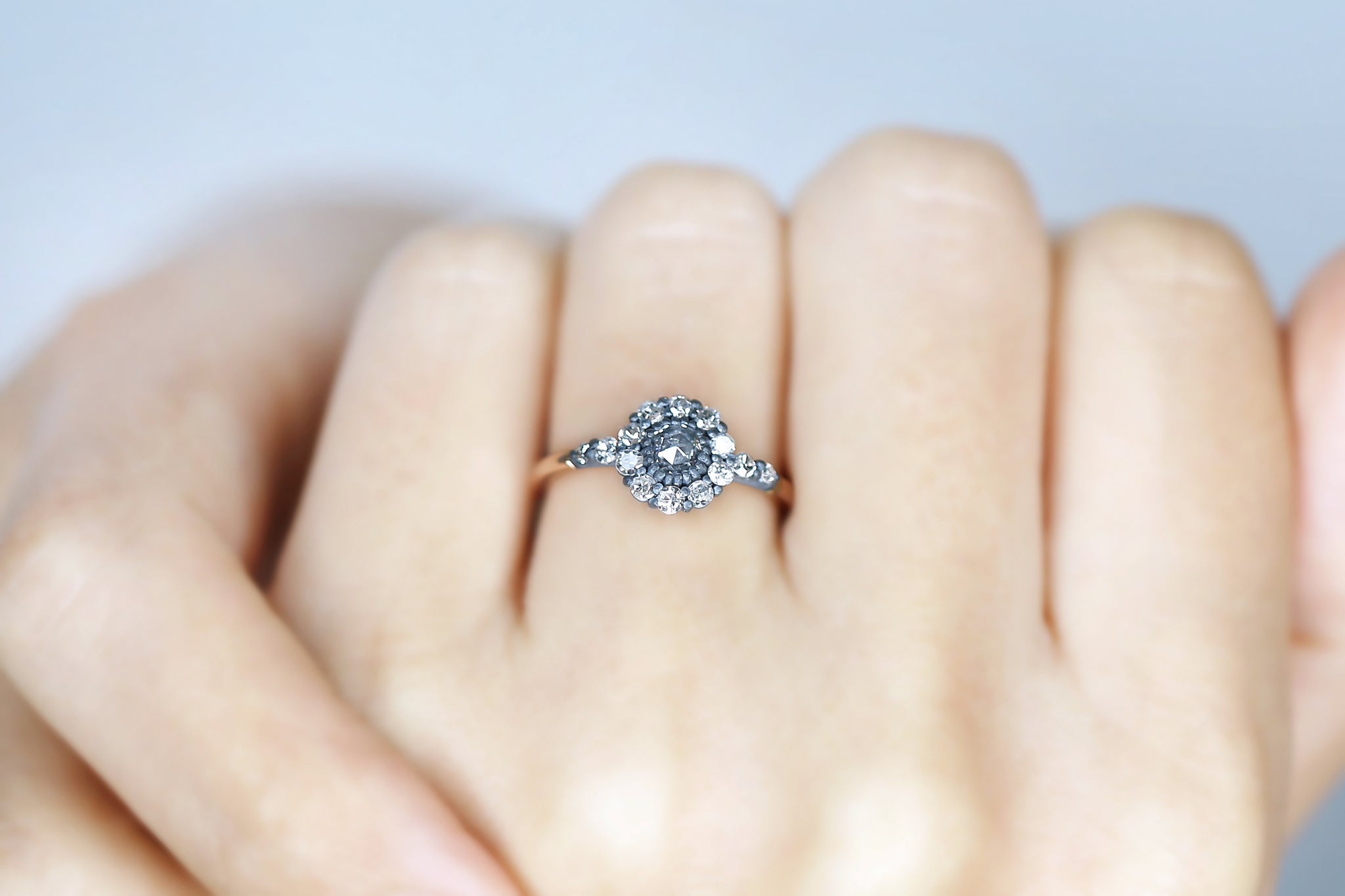 Minimal Floral Diamond Frame Ring - S. Kind & Co