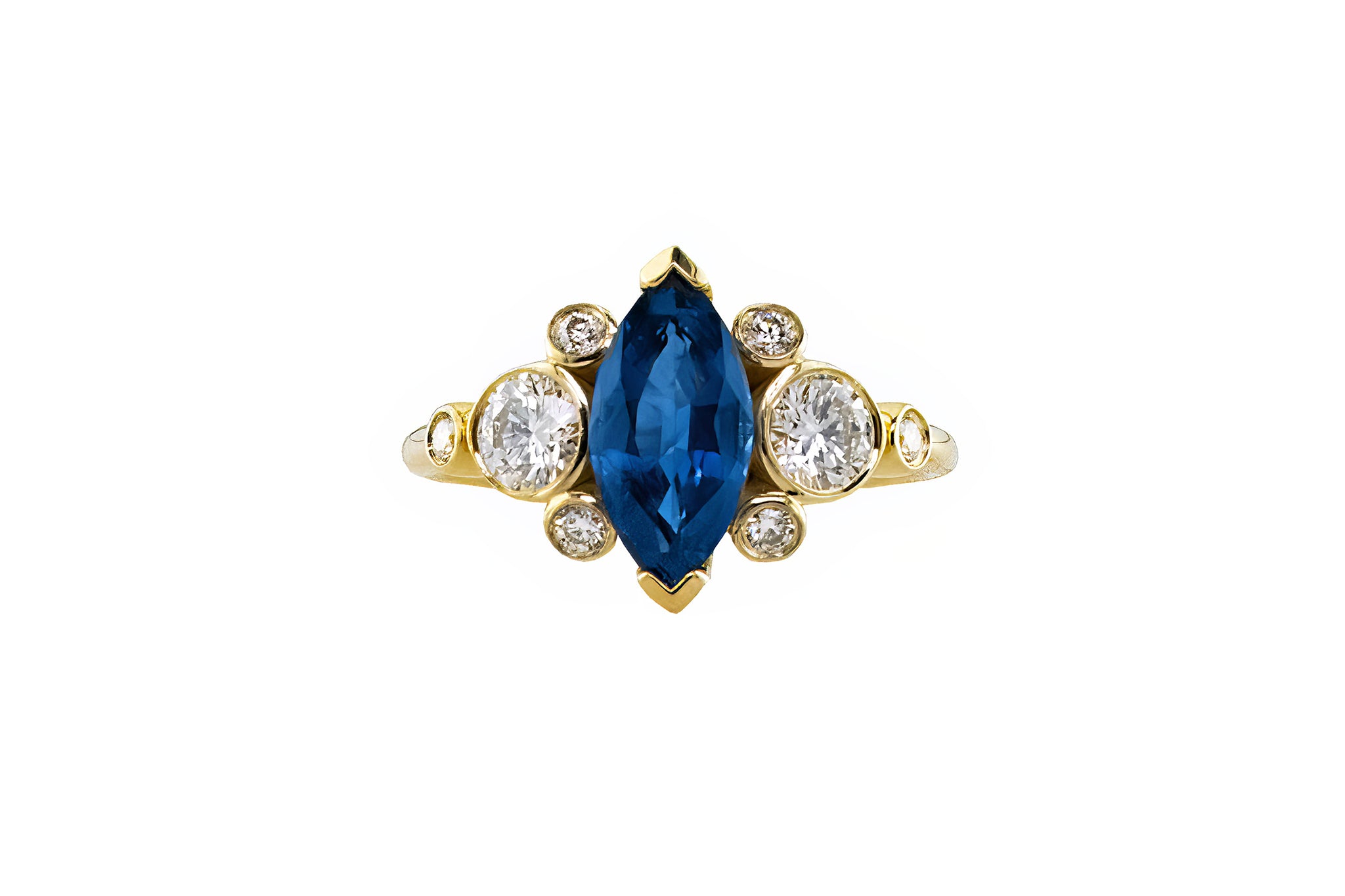 Sapphire Marquise & Diamond Low Profile Ring - S. Kind & Co