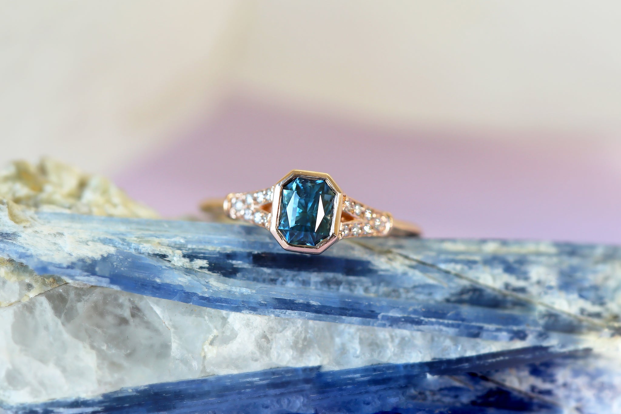 American Treasure Radiant Teal Montana Sapphire Ring - S. Kind & Co