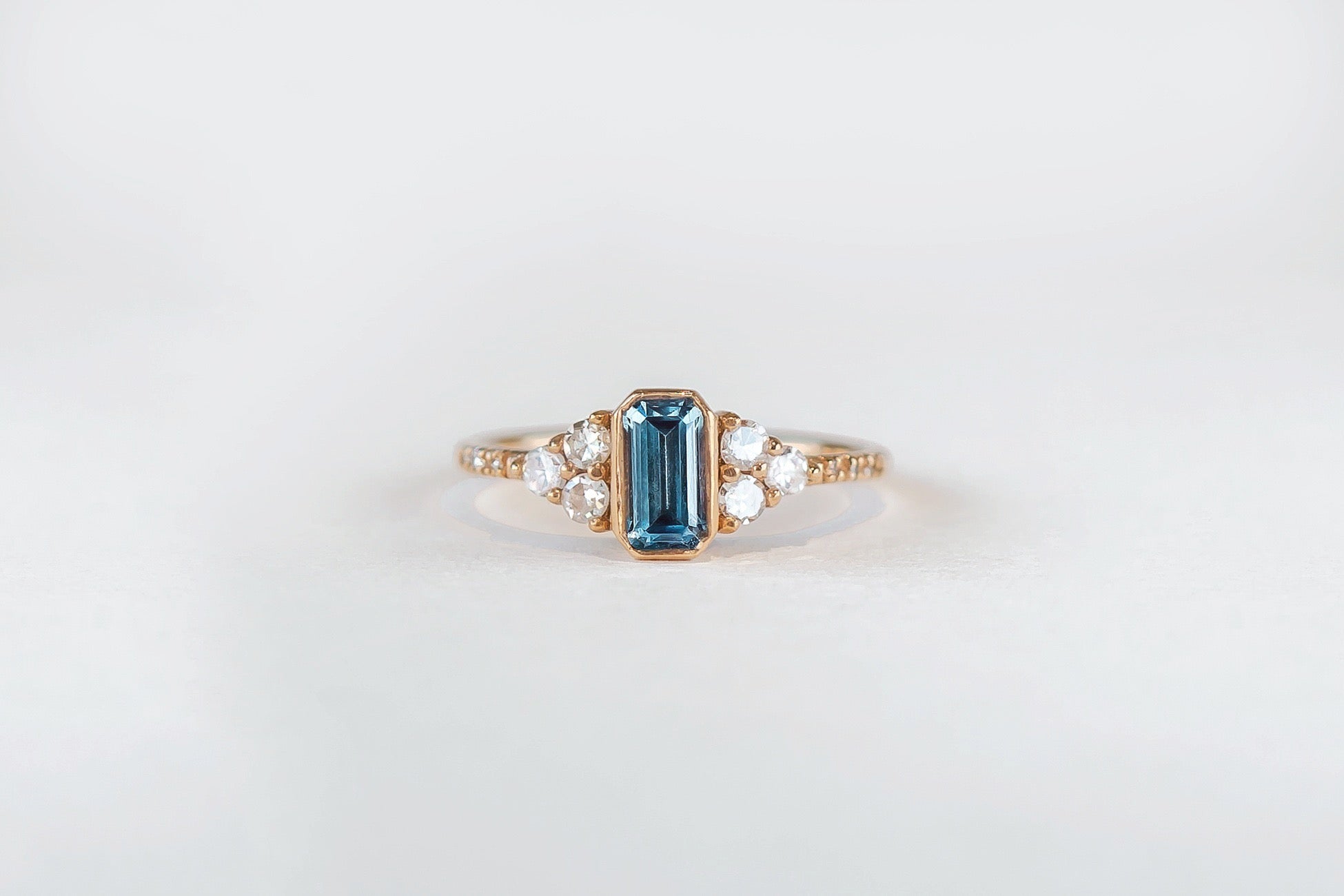 Natural Blue Emerald Cut Montana Sapphire Gale Ring - S. Kind & Co