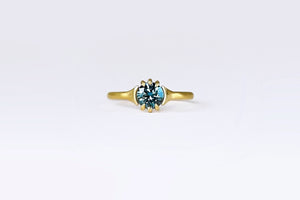 Minimal Teal Montana Sapphire Recycled 18k Gold Ring - S. Kind & Co