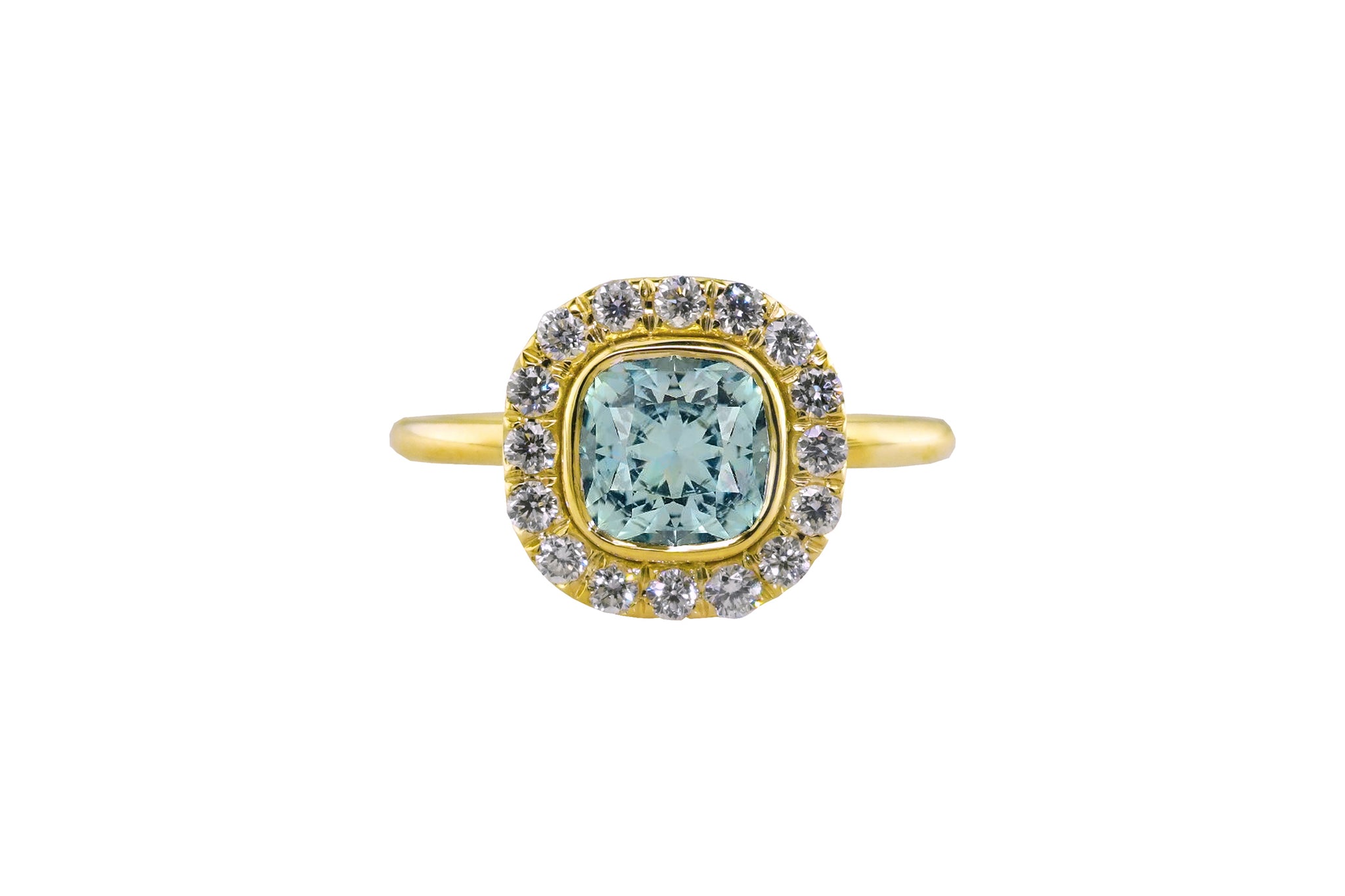 Untreated Teal Montana Sapphire Diamond Frame Ring - S. Kind & Co