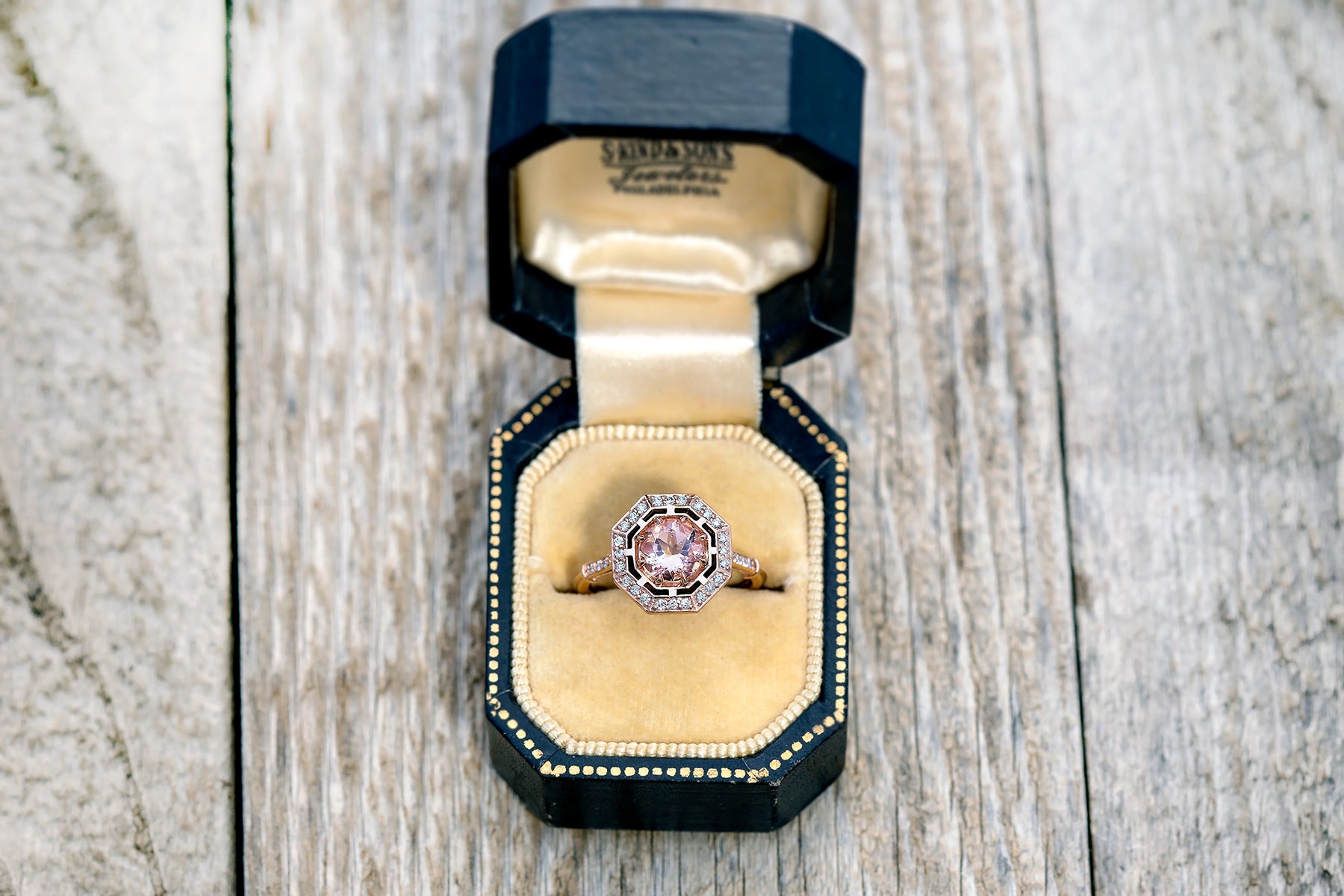 Morganite Octavia Canadian Diamond Halo Ring - S. Kind & Co