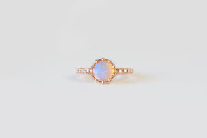 Rose Gold Collet Crystal Australian Opal Ring - S. Kind & Co