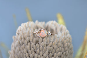 Opal and Vintage Diamond Lunaria Ring - S. Kind & Co