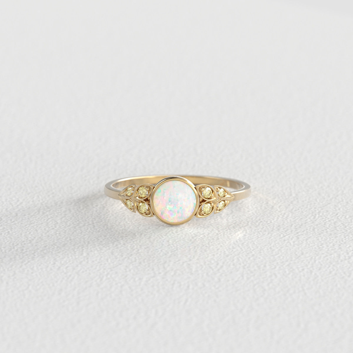 Orlaine Opal and Yellow Diamond Solitaire Ring - S. Kind & Co