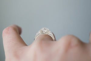 Three Stone Round and Pear Shape Low Profile Lab Diamond Megan Ring - S. Kind & Co