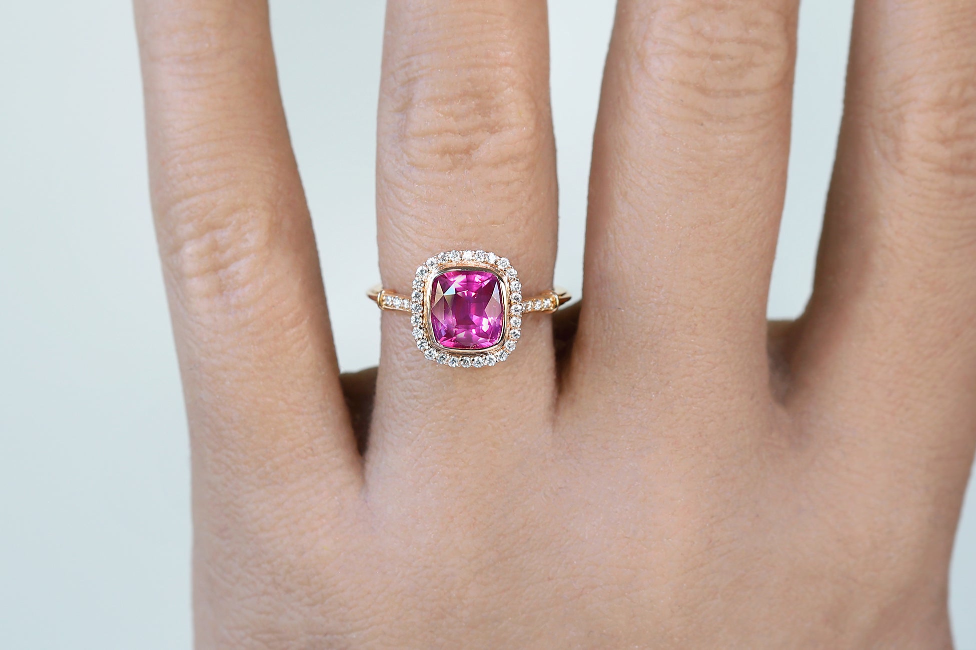 Cushion Cut Pink Sapphire Ring PINK SAPPHIRE DIAMOND COCKTAIL RING