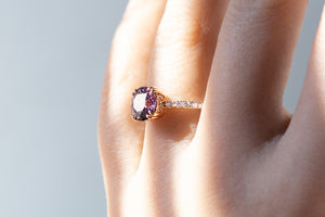 Purple and Pink Spinel Scroll Solitaire Engagement Ring - S. Kind & Co