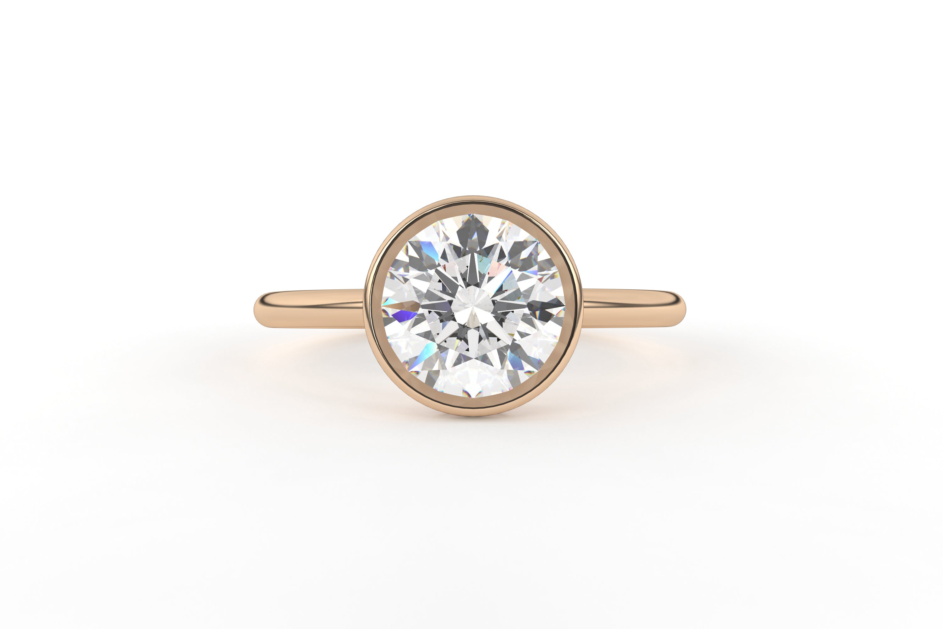 Bezel Set Art Deco Round Moissanite Diamond Engagement Ring In 14K Yellow  Gold | Fascinating Diamonds