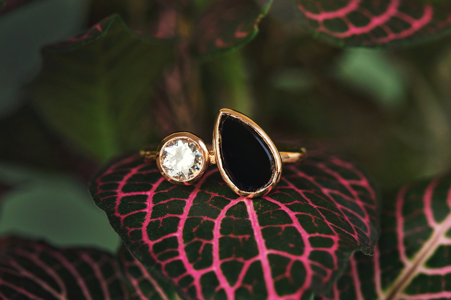 Black Australian Sapphire & Vintage Diamond Toi et Moi Ring - S. Kind & Co