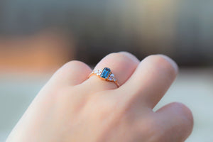 Natural Blue Emerald Cut Montana Sapphire Gale Ring - S. Kind & Co