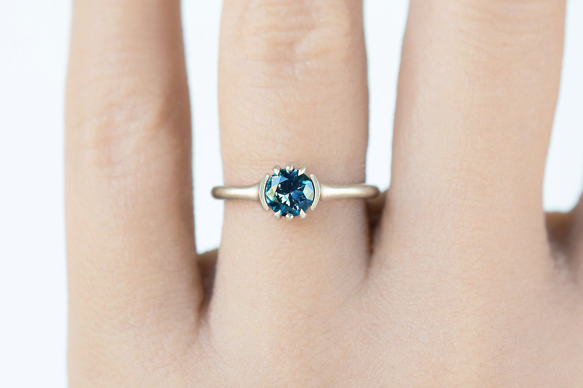 Recycled Raw White Gold Montana Sapphire Ring - S. Kind & Co