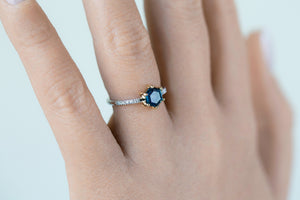 1ct Hexagon Montana Sapphire Engagement Ring - S. Kind & Co