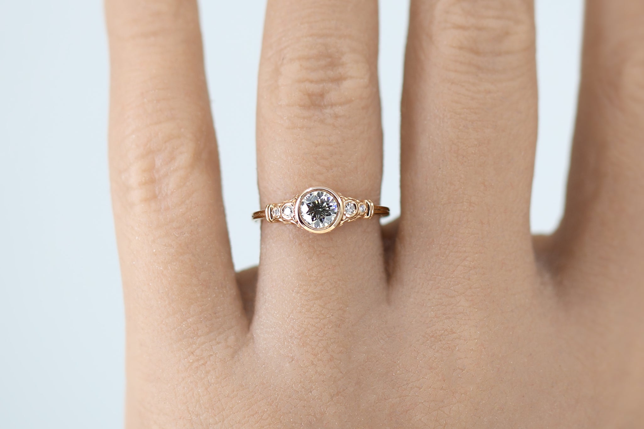 Spiraling Rose Gold Vintage Diamond Terese Ring - S. Kind & Co