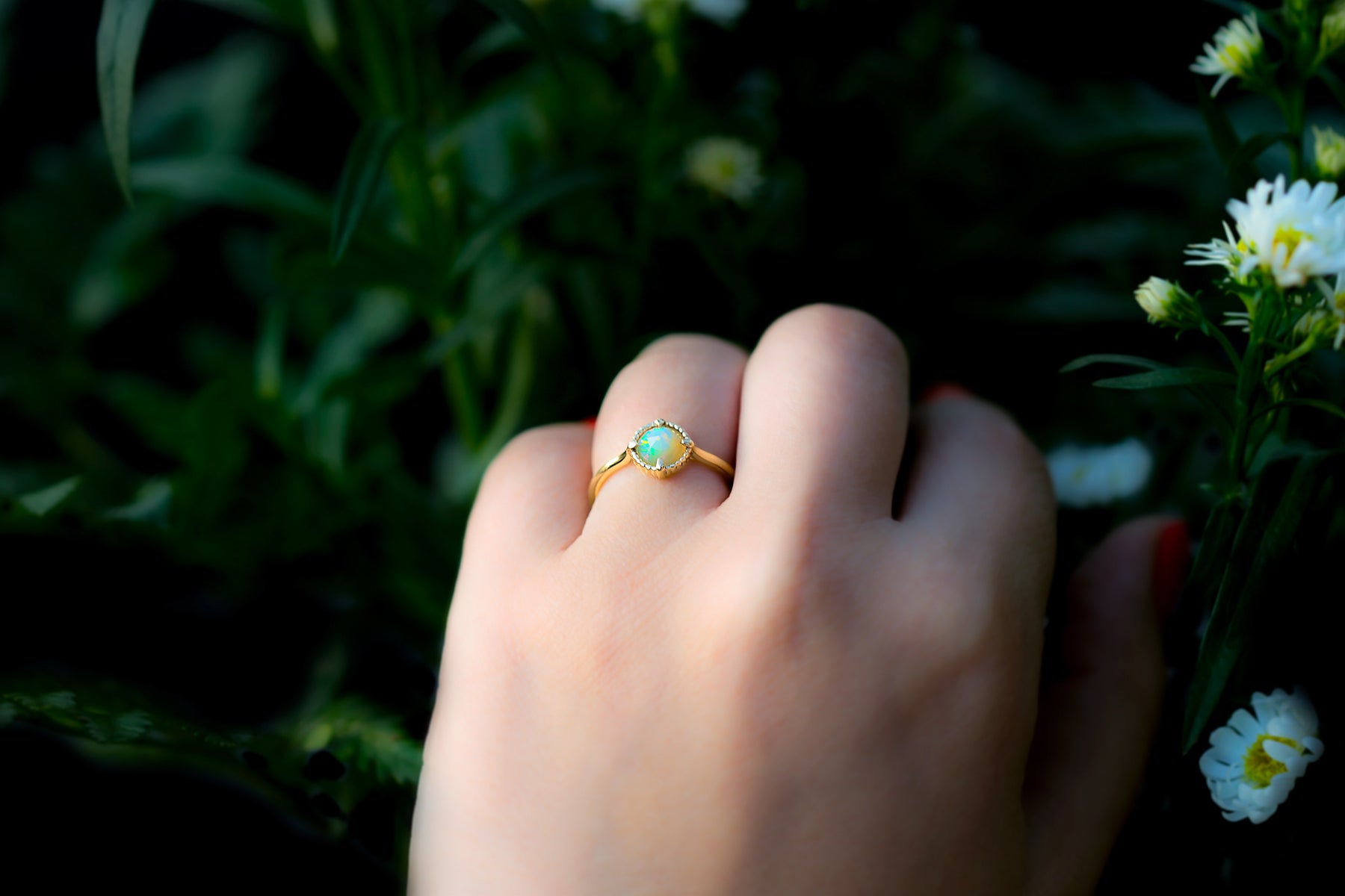 Opal Rose Cut Compass Solitaire Ring - S. Kind & Co