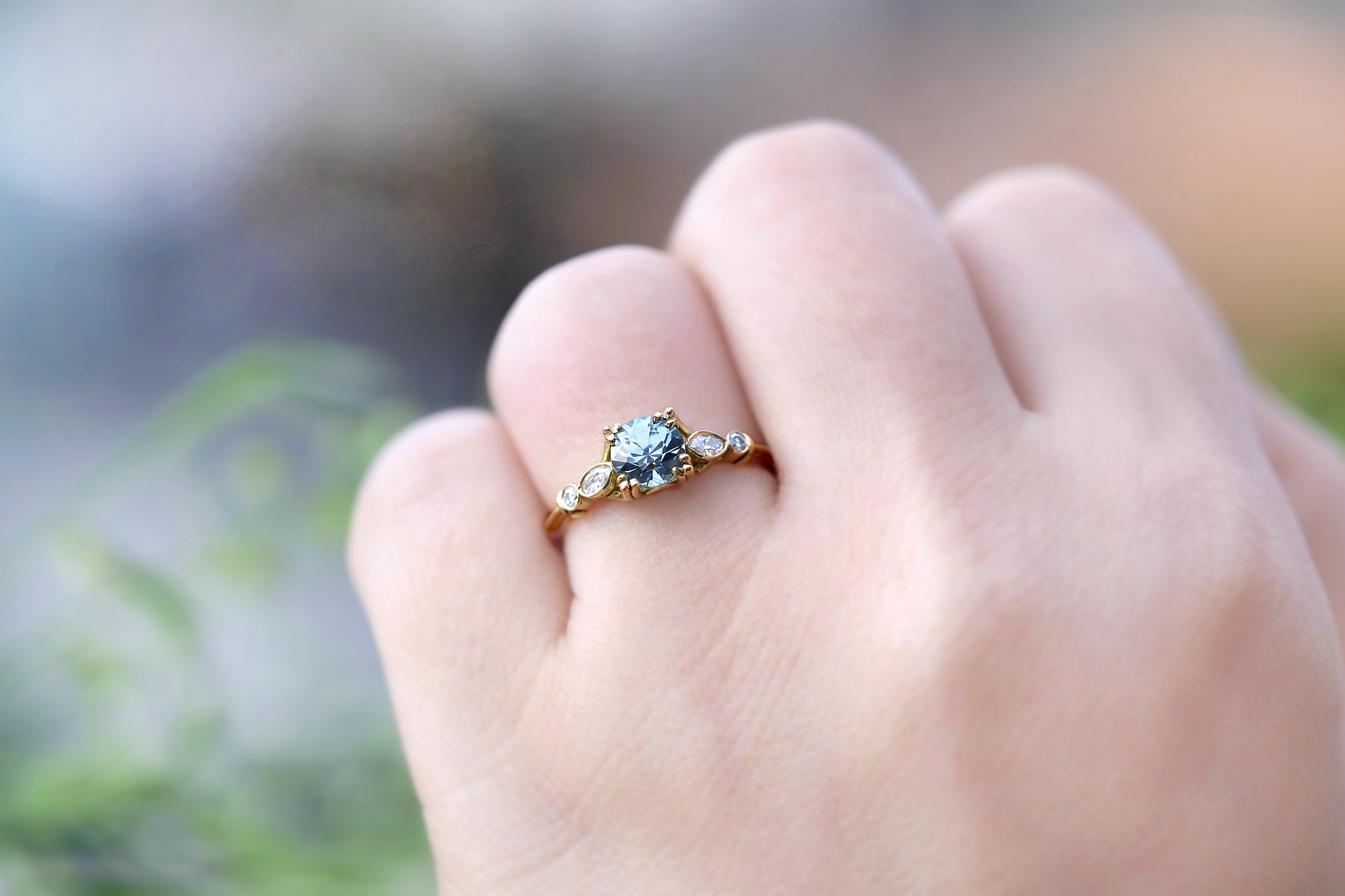 Natural Blue Montana Sapphire Bette Five Stone Solitaire Ring With Marquise - S. Kind & Co