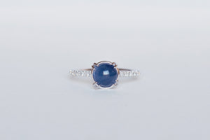 Natural Vintage Blue Sapphire Cabochon Dunne Ring - S. Kind & Co