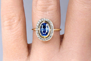 Regal Sapphire and Diamond Frame Roe Ring - S. Kind & Co
