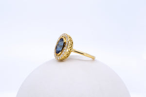 Regal Sapphire and Diamond Frame Roe Ring - S. Kind & Co
