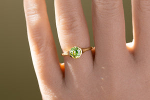 GIA Antique Fancy Yellowish-Green Old European Cut Diamond Ring - S. Kind & Co