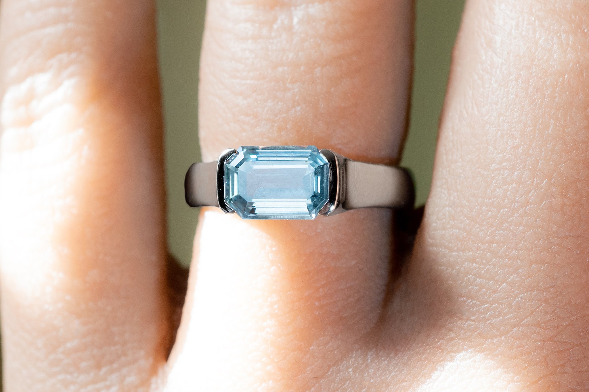 Emerald Cut Montana Sapphire Engagement Ring - S. Kind & Co