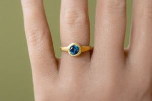 Montana Sapphire Bezel Recycled Gold Frame Ring - S. Kind & Co