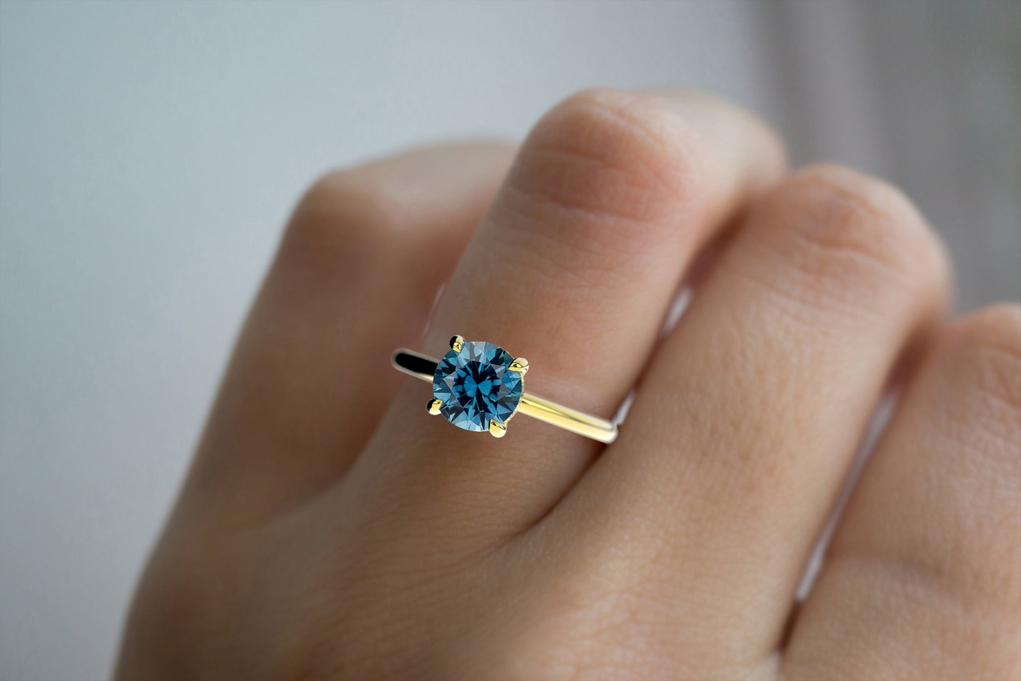 Stackable Hidden Halo Montana Sapphire Ring - S. Kind & Co