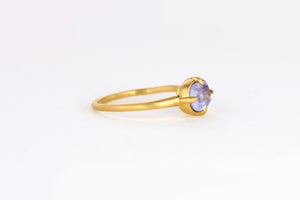 Raw Hewn 22 Karat Recycled Gold Violet Untreated Sapphire Ring - S. Kind & Co