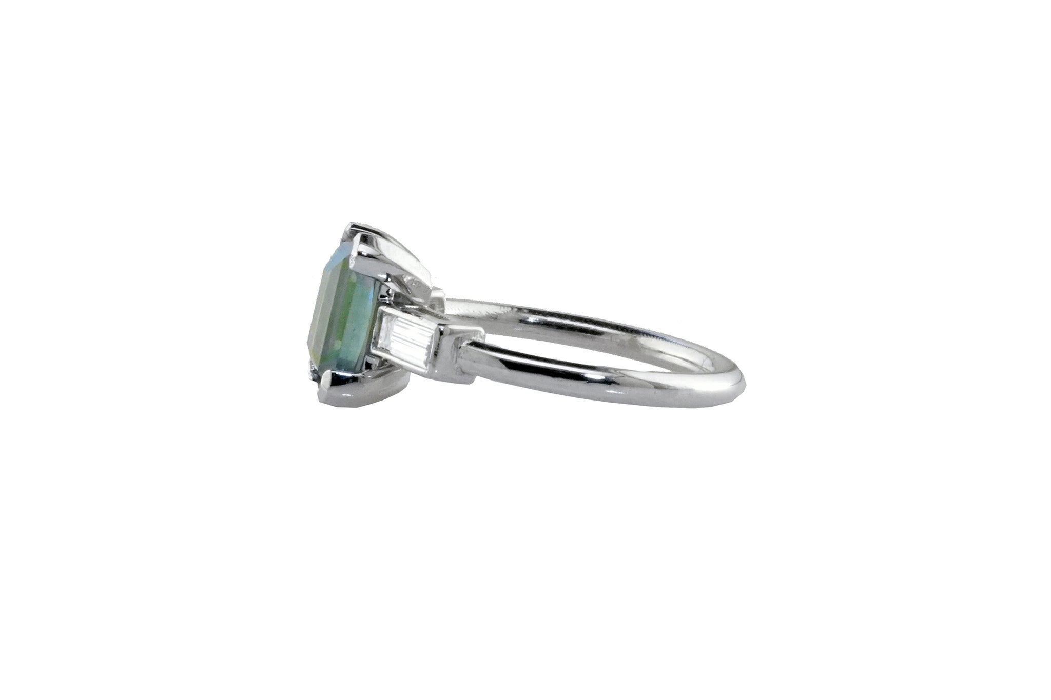 Vivid Teal Montana Untreated Sapphire Three Stone Ring - S. Kind & Co