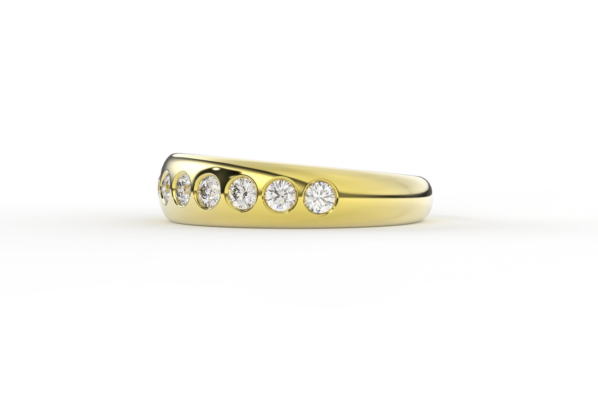 2mm Bezel Set Diamonds in 4.75mm Wide Low Profile Minimal Wedding Band - S. Kind & Co